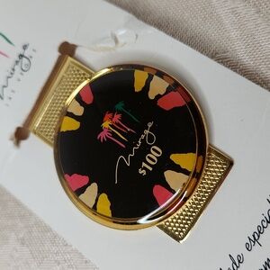 Mirage Las Vegas brass gold money clip $100 simulated poker chip